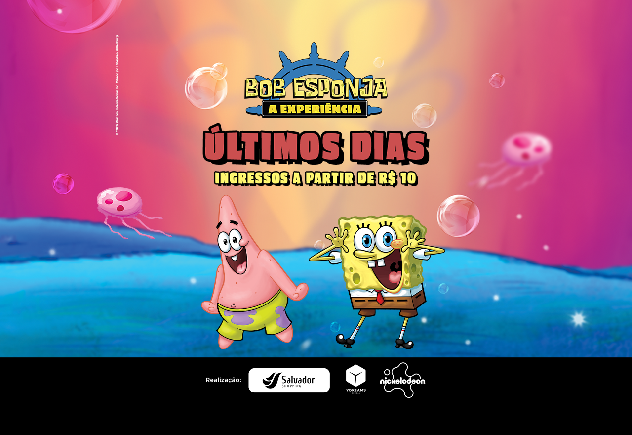 Últimos dias de Bob Esponja: A Experiência, garanta logo os seus ingressos!